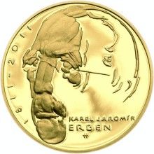 Nevydané mince Jirího Harcuby - Karel Jaromír Erben 34mm zlato Proof